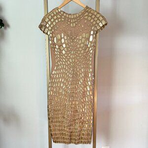 COPY - COPY - Ema Savahl, Gold, Croc pattern, Body Sculpting Dress - Size L - N…
